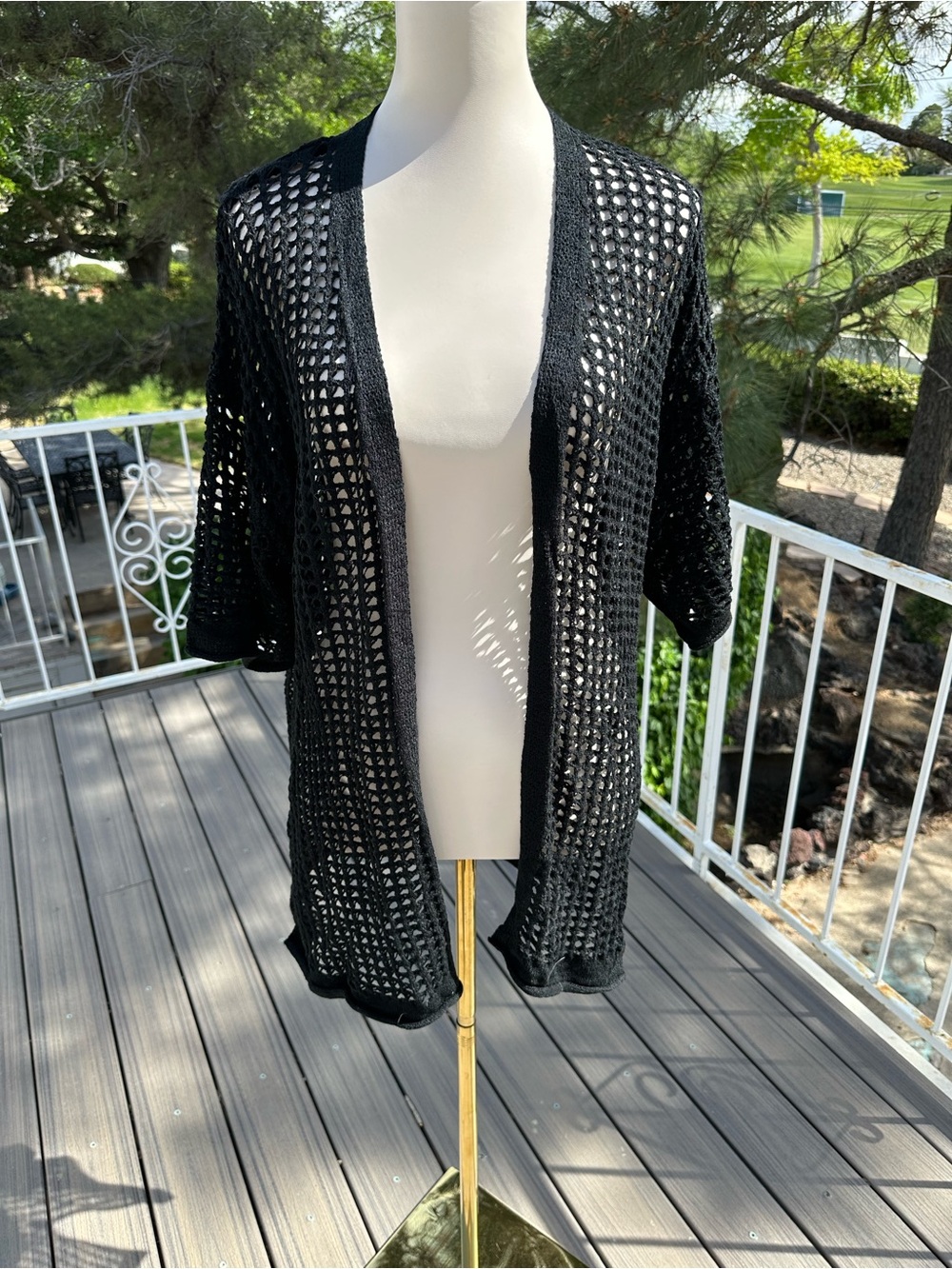 Zesica Open-Knit Black Women's swimsuit cover up or cardigan